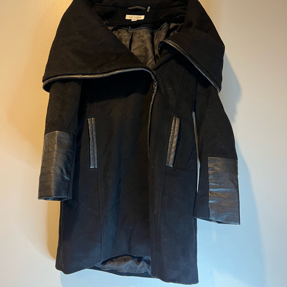 peacoat with leather detail